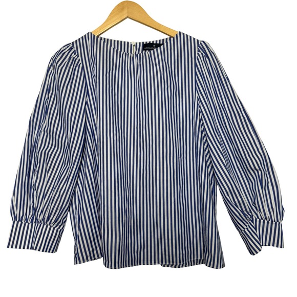Tuckernuck Pomander Place Blue White Striped Long Sleeve Blouse Large L *Flaw* - Picture 1 of 6